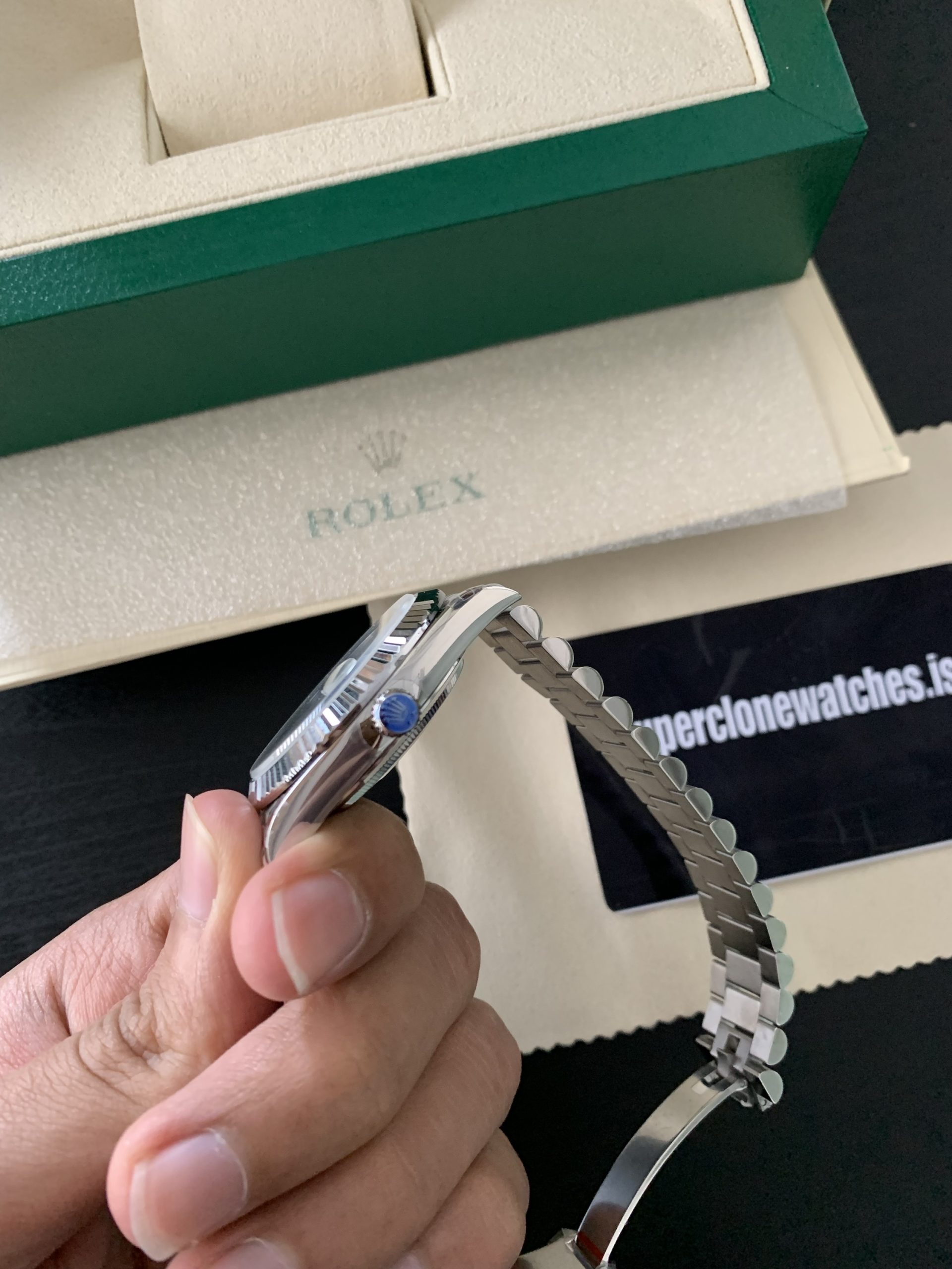 Rolex Day Date 40 Platinum Ice Blue Dial Super Clone