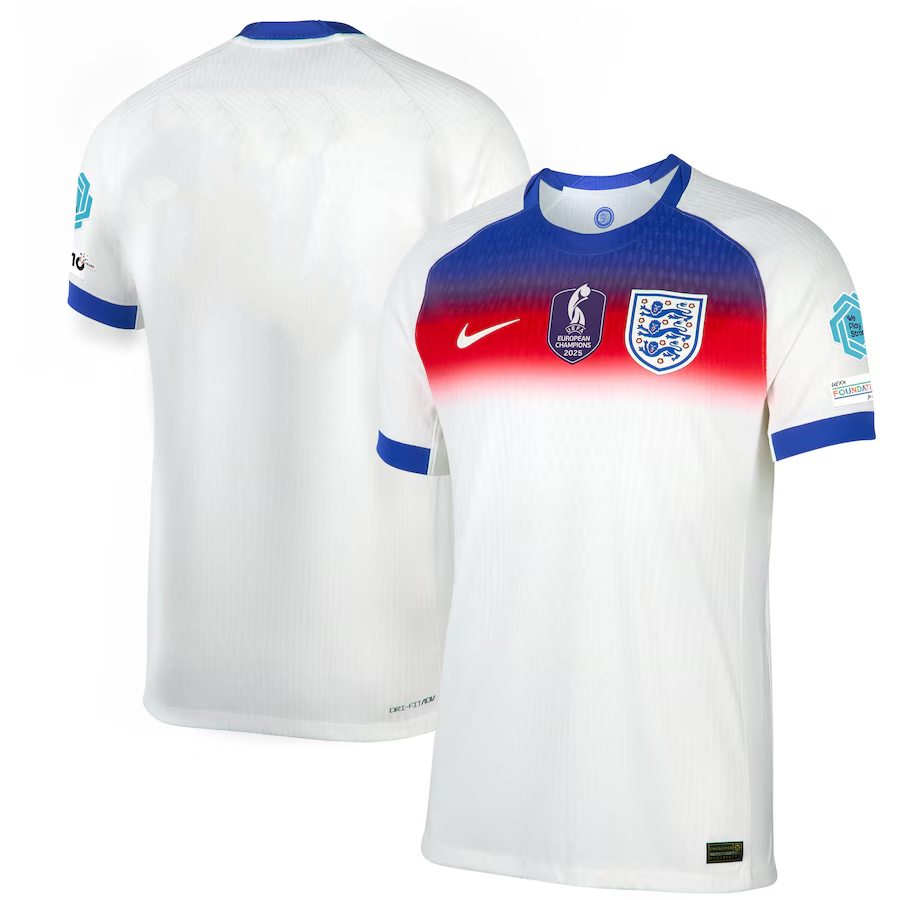 England Women's Team Euro 2025 Champions 25 Home Player Version Man Jersey