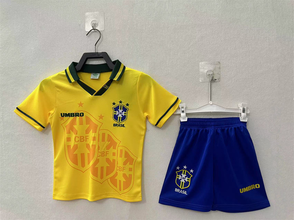 Brazil Home Retro Kids Jersey 1994