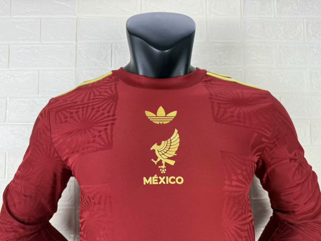 Mexico Gold Man Player Version Long Sleeve Jersey 25/26 Red