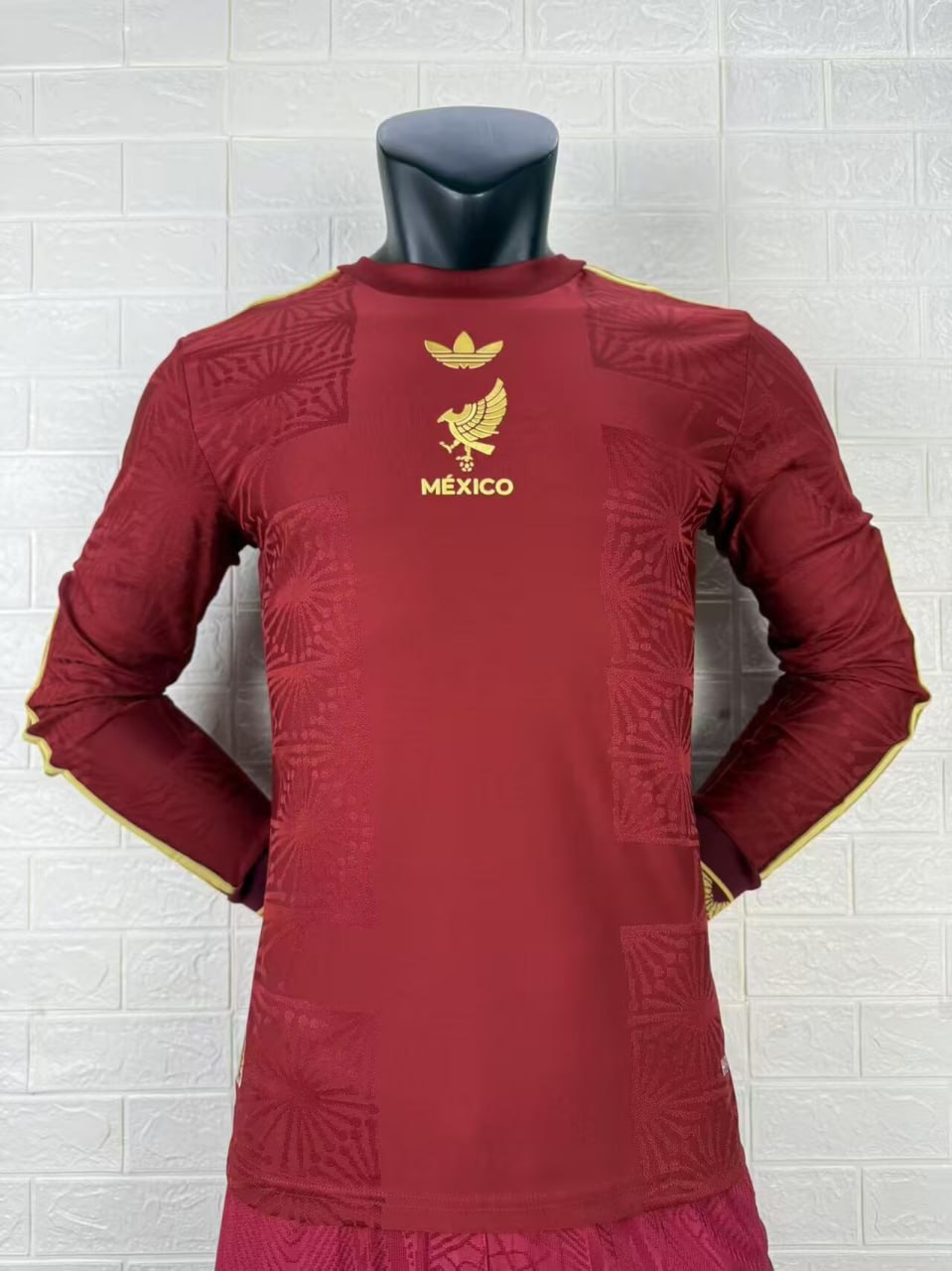 Mexico Gold Man Player Version Long Sleeve Jersey 25/26 Red