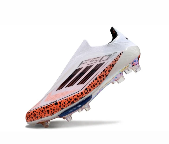Adidas F50+ Lightstrike Pro Laceless FG Firm Ground Soccer Cleats - White/Leopar