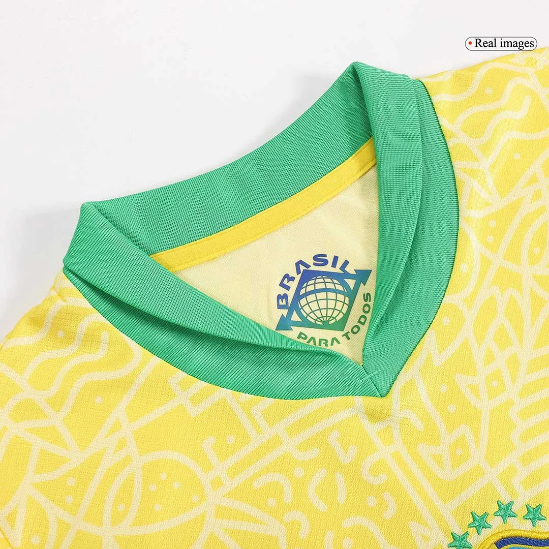 Kids Brazil Home Kit Copa America 2024 Youth Apparels