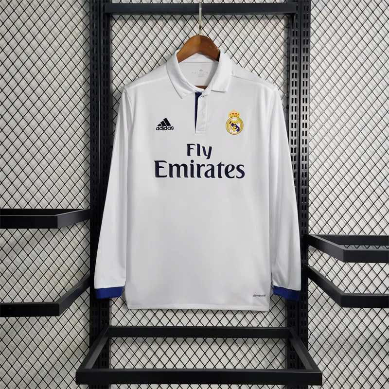 2016/17 Real Madrid Retro Long Sleeve Home Jersey