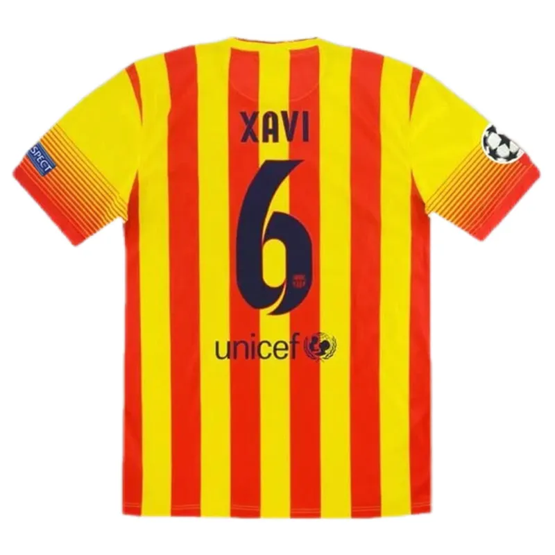 13-14 Barcelona Messi #10  XAVI #6 Retro Jersey Away
