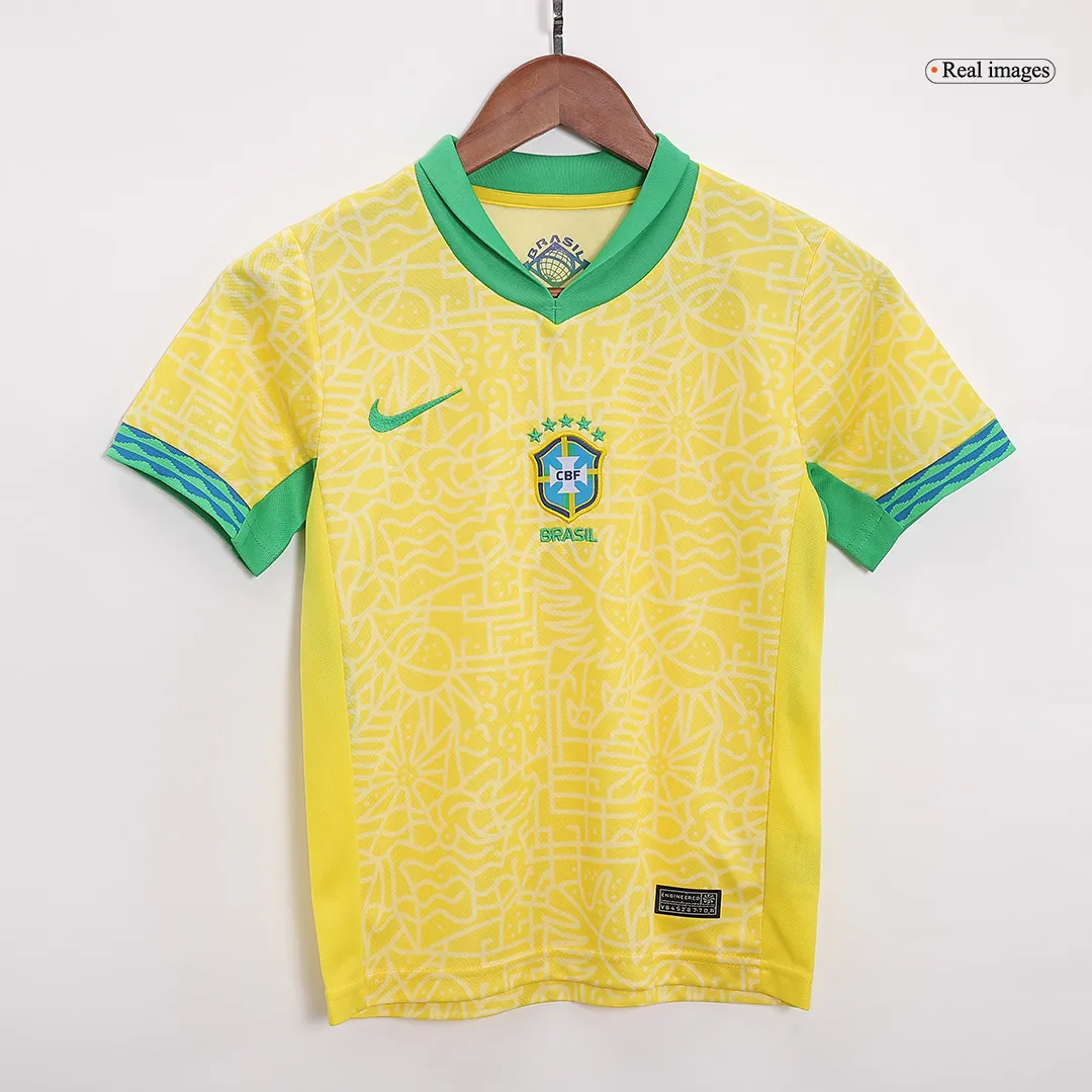 Kids Brazil Custom Home Full Soccer Kits 2024
