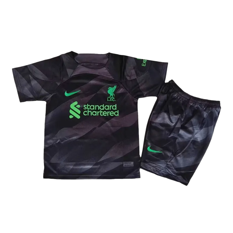 23-24 Kids Liverpool Goalkeeper Kit(Jersey+Shorts) Black