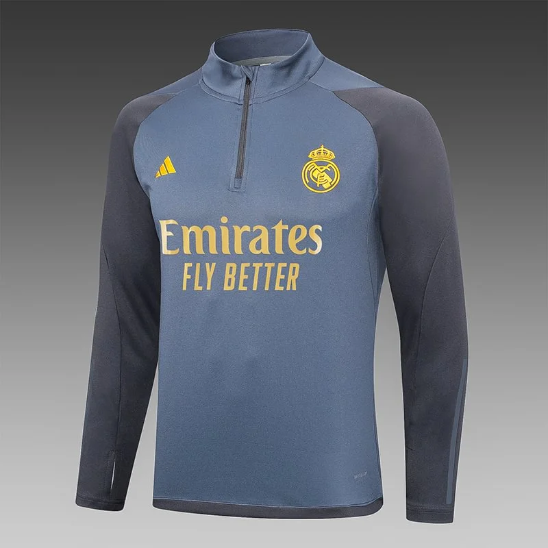 23-24 Real Madrid Half-Pull Training Suit Grey Football Shirt