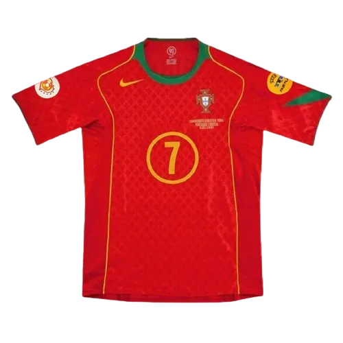 2004 Portugal Retro Jersey Home Euro Cup