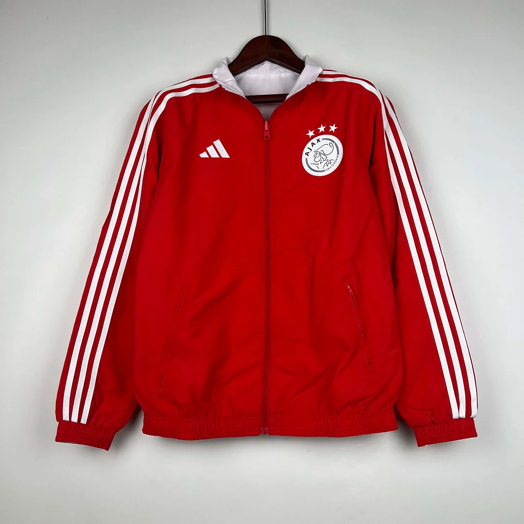 2023-2024 Ajax Reversible Windbreaker（Red-White）Soccer Jersey 1:1 Thai Quality