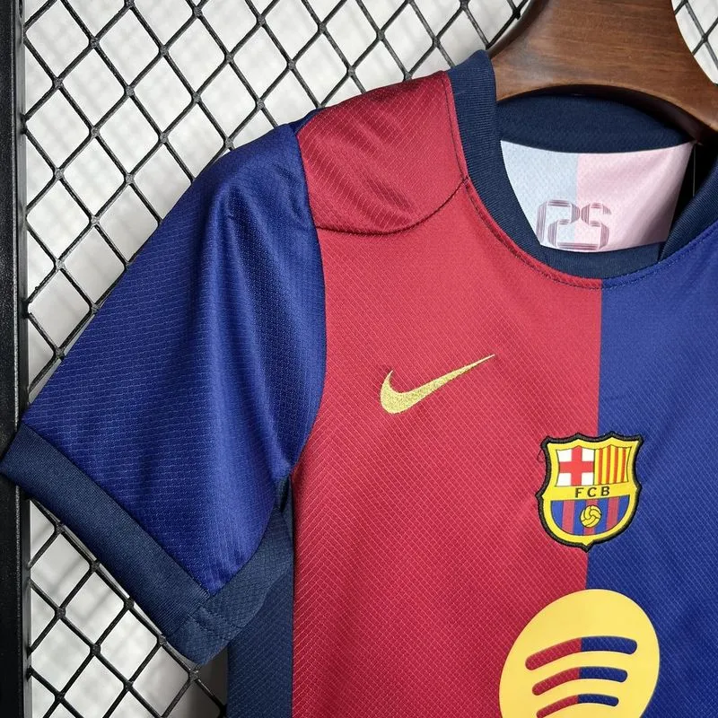 24-25 Barcelona Home Kids Kit Soccer Jersey+Shorts