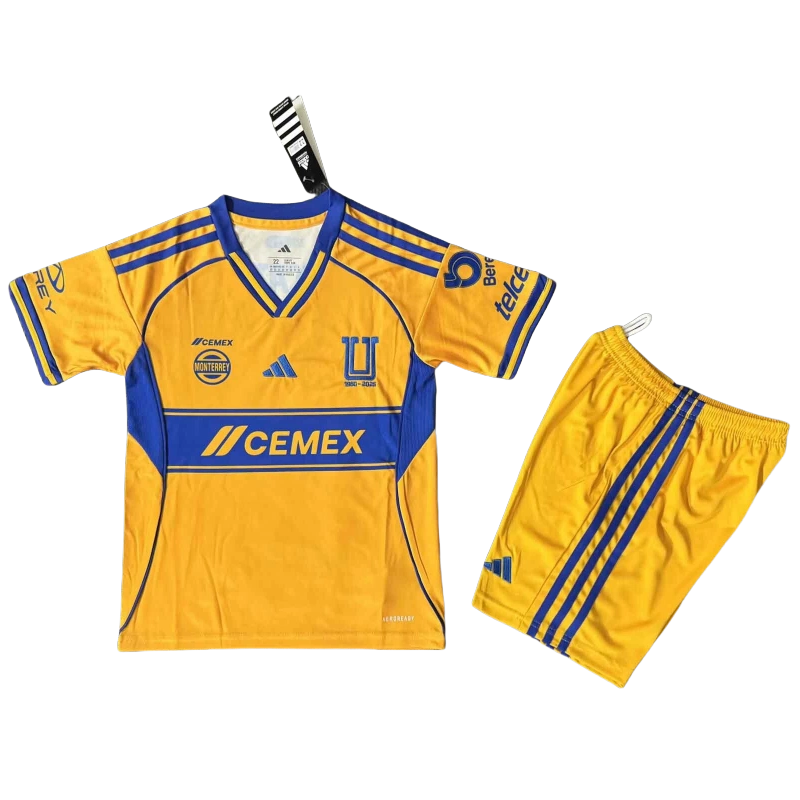 Tigres UANL Soccer Jersey Home Kids Kit Jersey+Shorts 2025-26