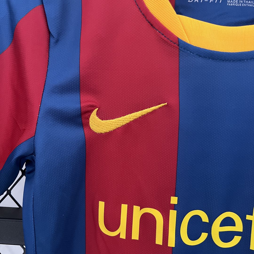 10-11 Barcelona Home Retro Kids Kit Football Jersey