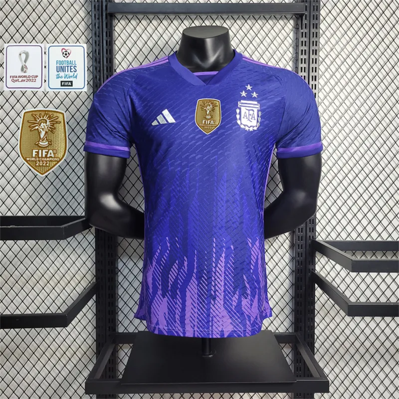2022 Argentina World Cup Champion Edition 3 stars Away Jersey Player Version