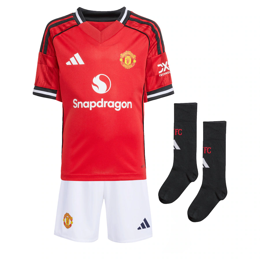 Kids Manchester United Home Soccer Kits 25-26 (Jersey+Shorts+Socks)