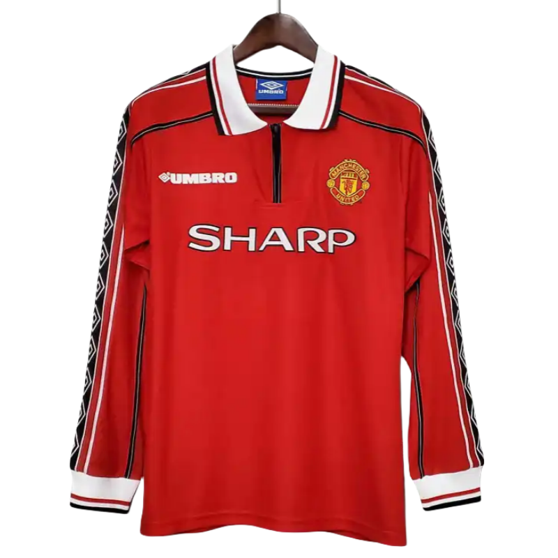 1998-00 Manchester United Beckham #7 Retro Jersey Home Long Sleeve