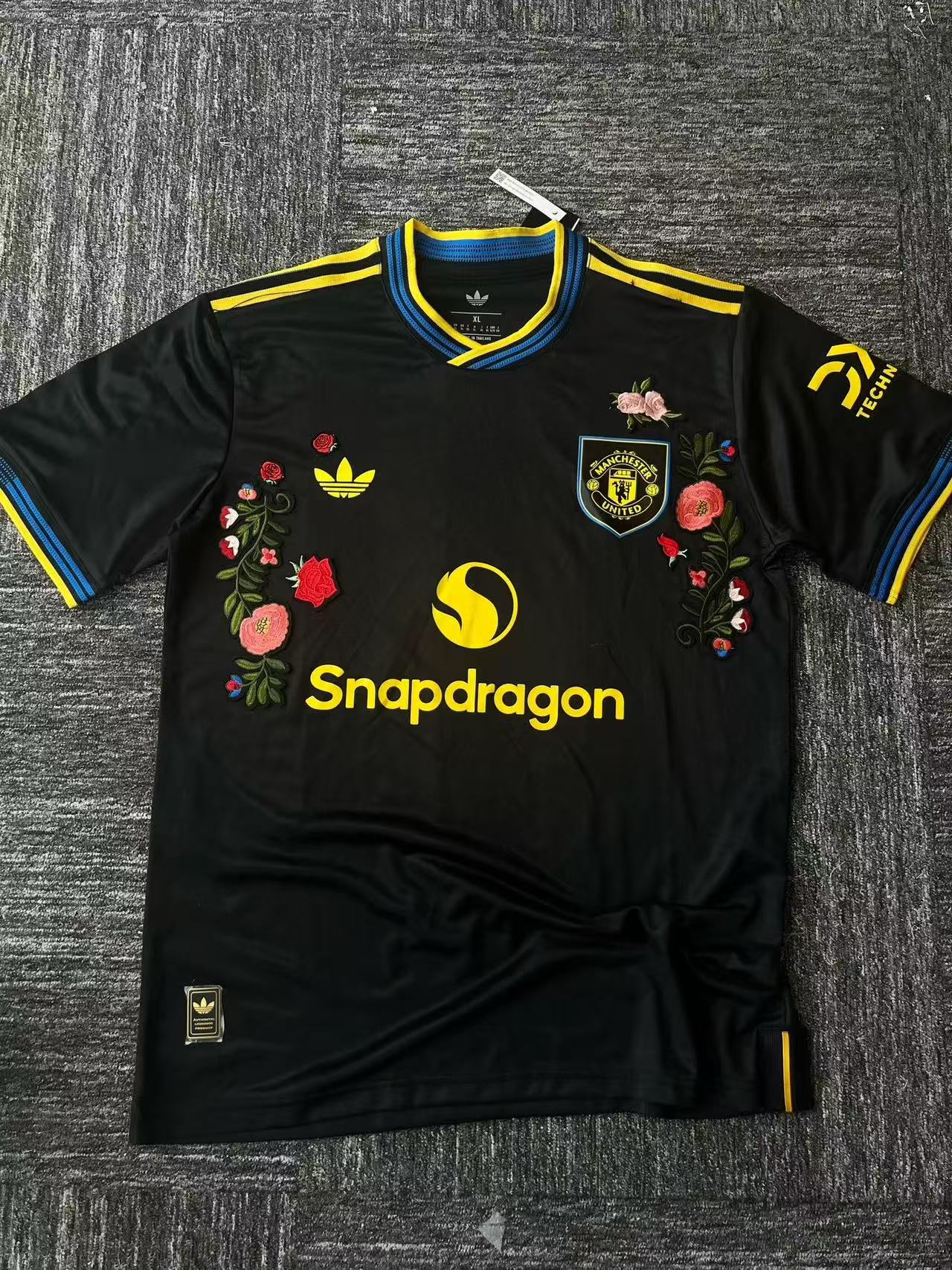 Manchester United 2023/24 Black Special Edition Jersey – Floral Embroidery Design