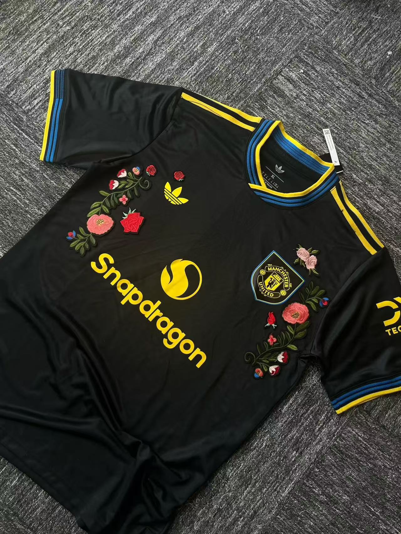 Manchester United 2023/24 Black Special Edition Jersey – Floral Embroidery Design