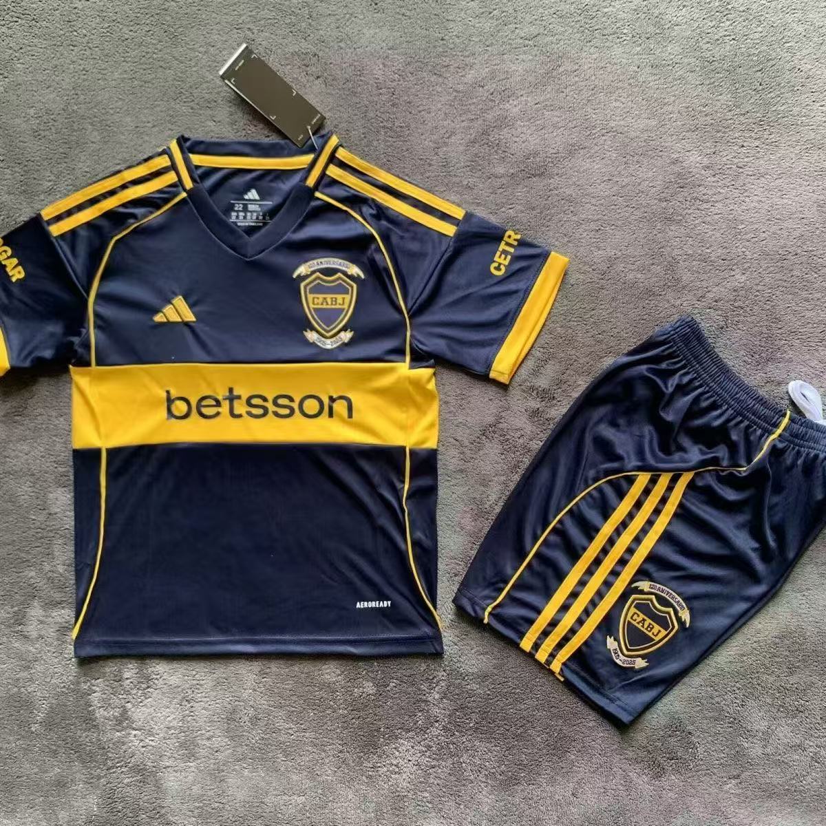 Boca Juniors Kids Home Kit 2025/26 Betsson Sponsor Soccer Jersey and Shorts