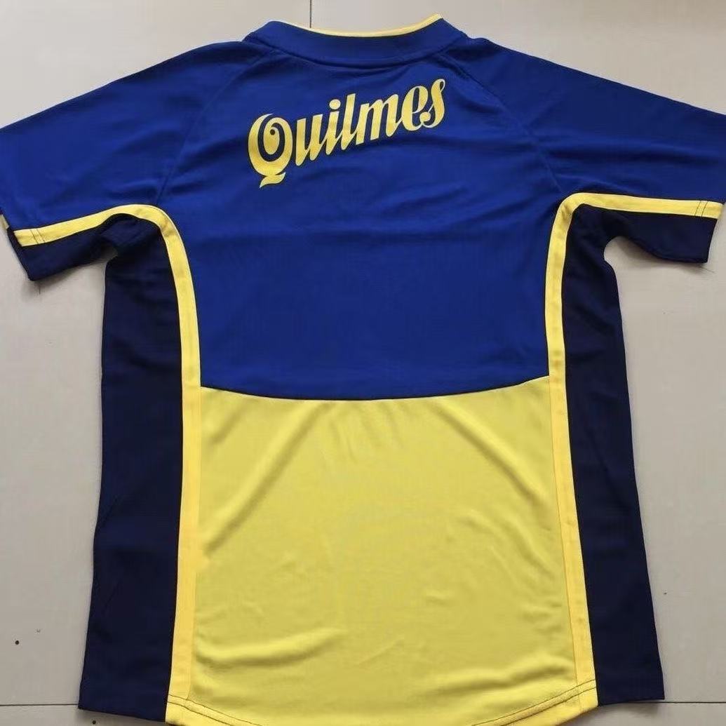 Boca Juniors 2001 Home Jersey – Blue & Yellow Quilmes | Fan Version Short Sleeve Football Shirt