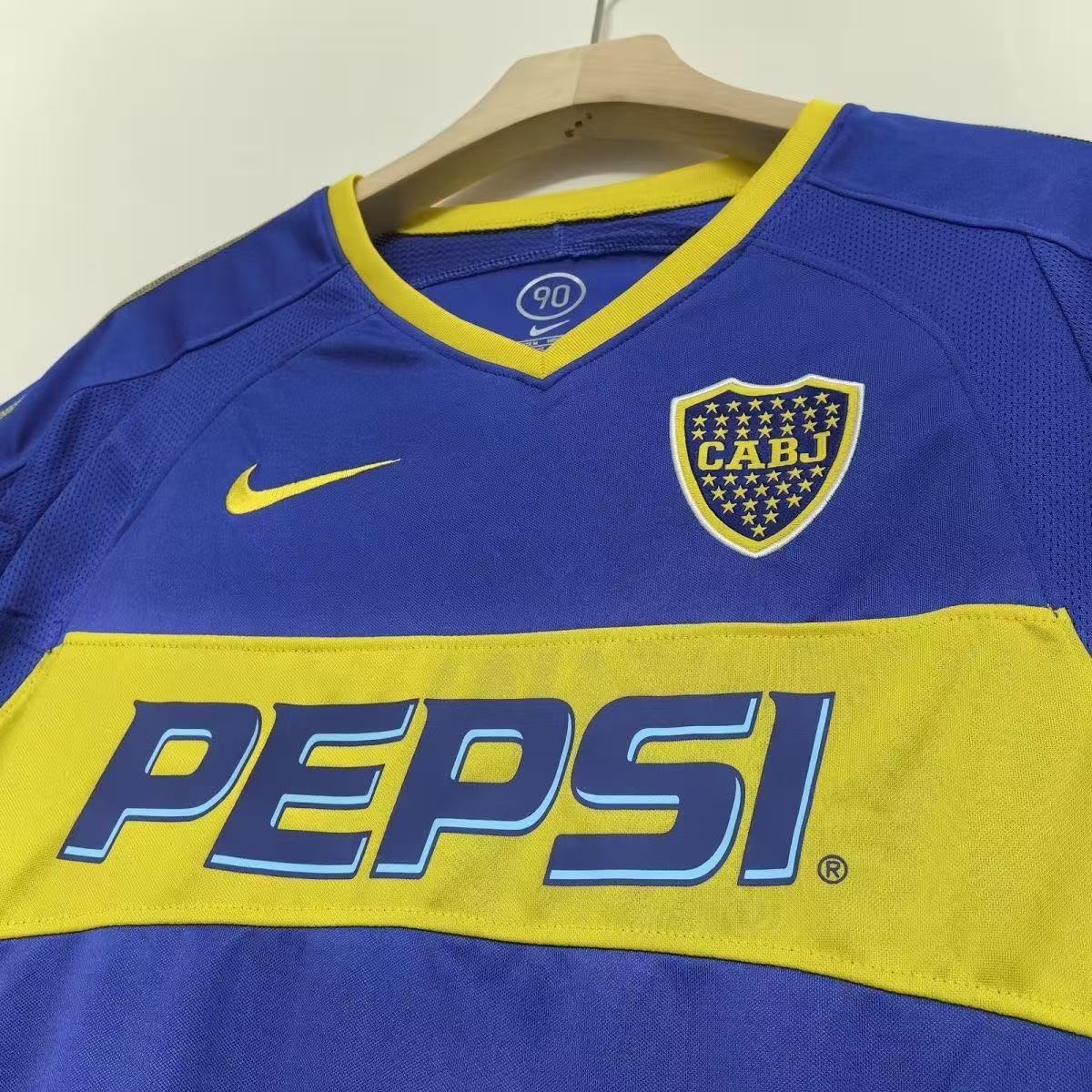 Boca Juniors 2003/04 Home Jersey – Blue & Yellow PEPSI | Fan Version Short Sleeve Football Shirt