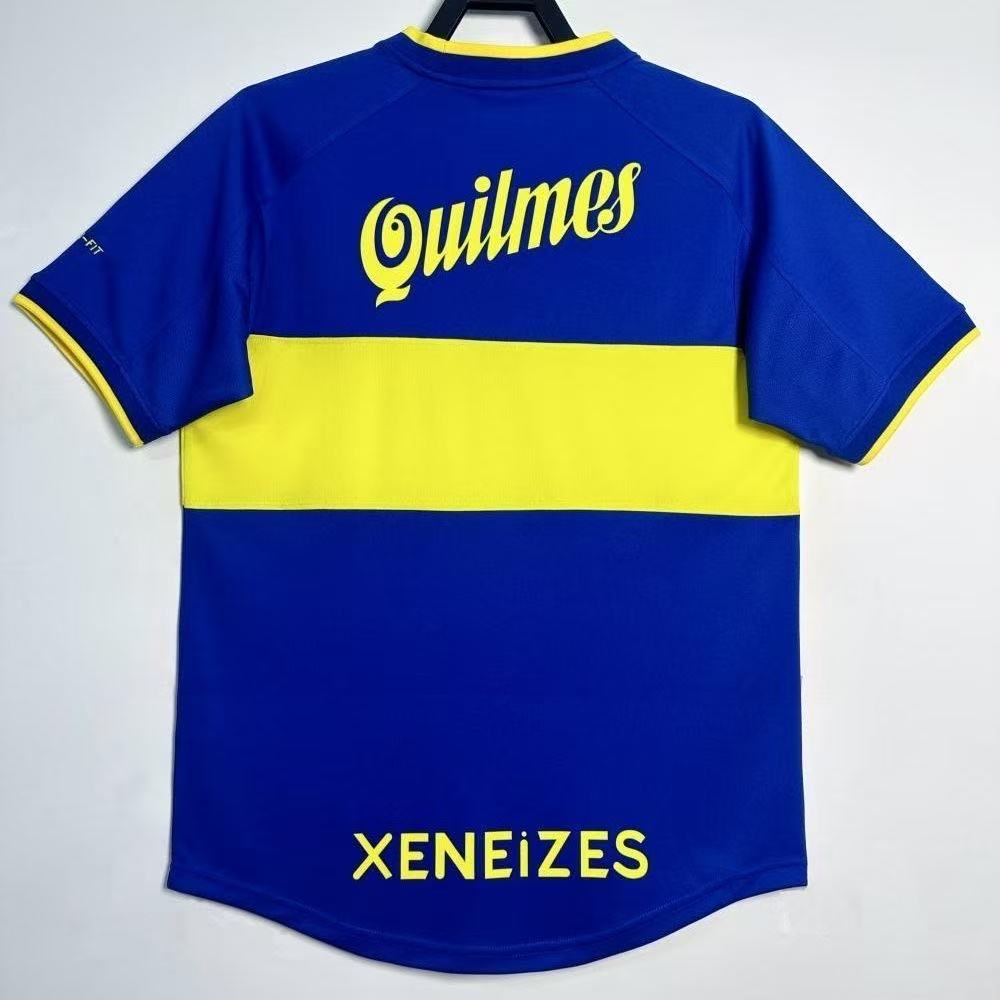 Boca Juniors 2001/02 Home Jersey – Blue & Yellow Quilmes | Fan Version Short Sleeve Football Shirt