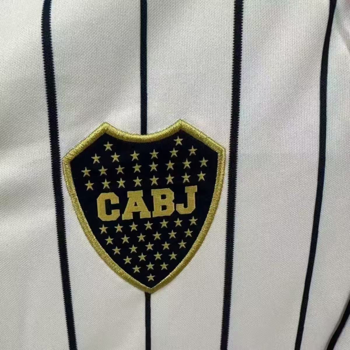 Boca Juniors 2025/26 Third Jersey – White Pinstripe Baseball Style | Fan Version Short Sleeve