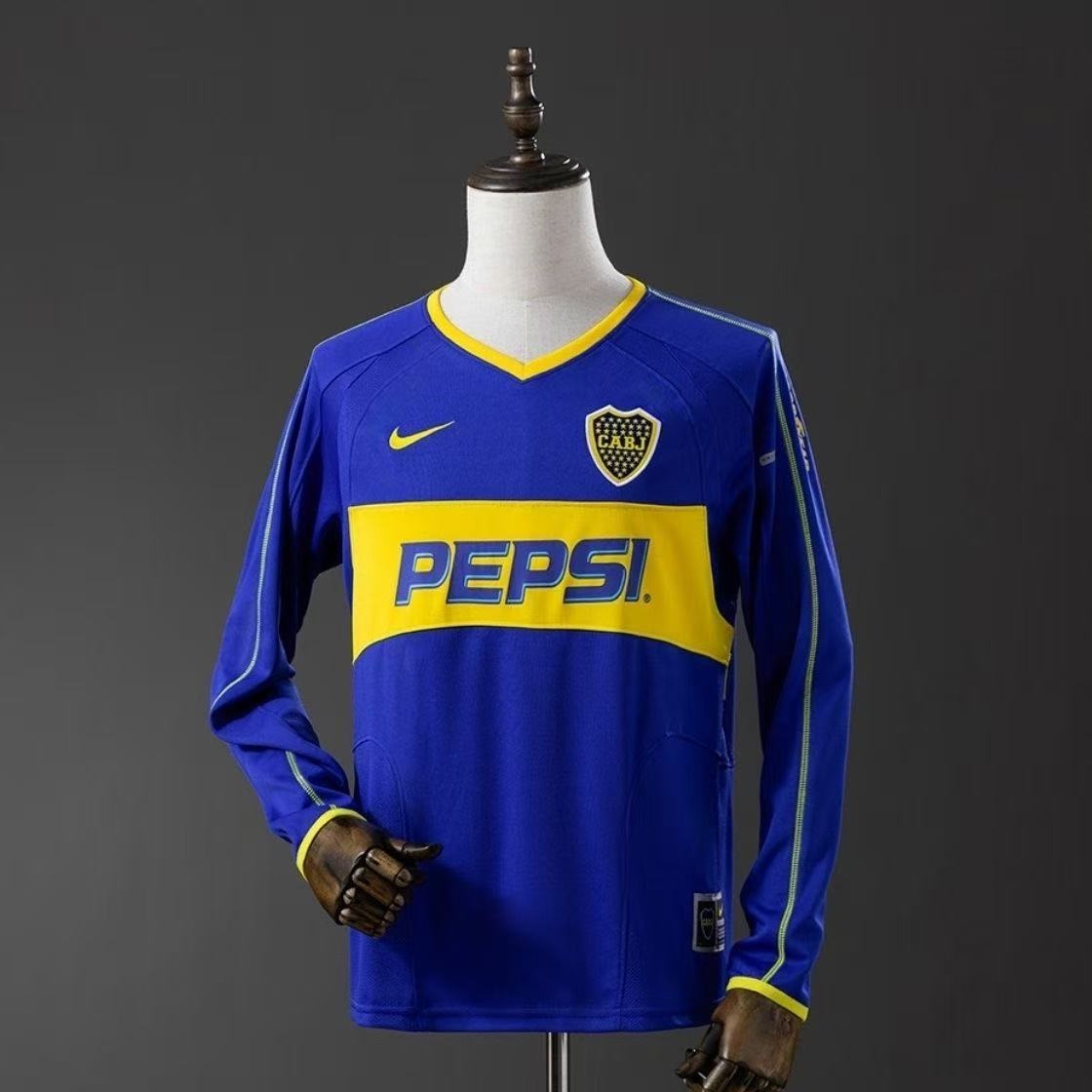 Boca Juniors 2003/04 Home Long Sleeve Jersey Pepsi Retro Football Shirt CABJ