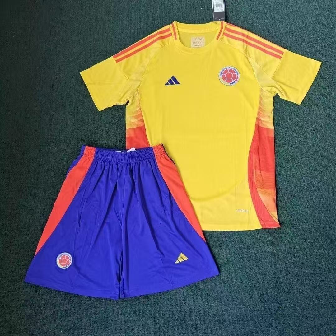 Colombia 2024/25 Home Jersey & Shorts Set | Yellow Red Blue Football Kit