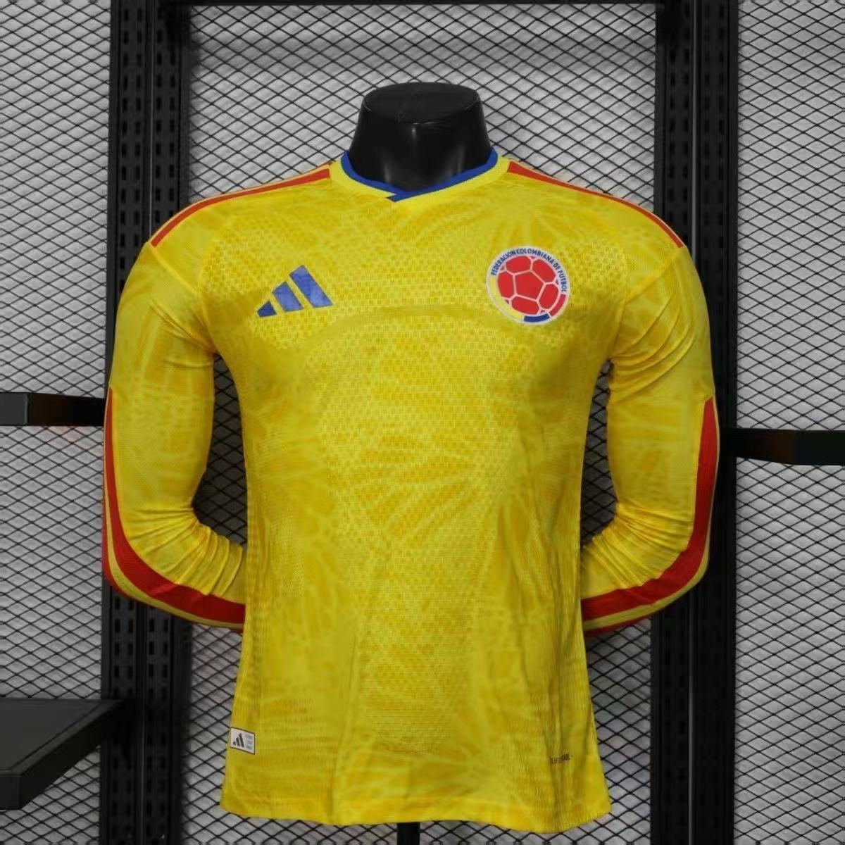 Colombia 2024 Home Long Sleeve Player Version Jersey | HEAT.RDY Yellow Red Blue Football