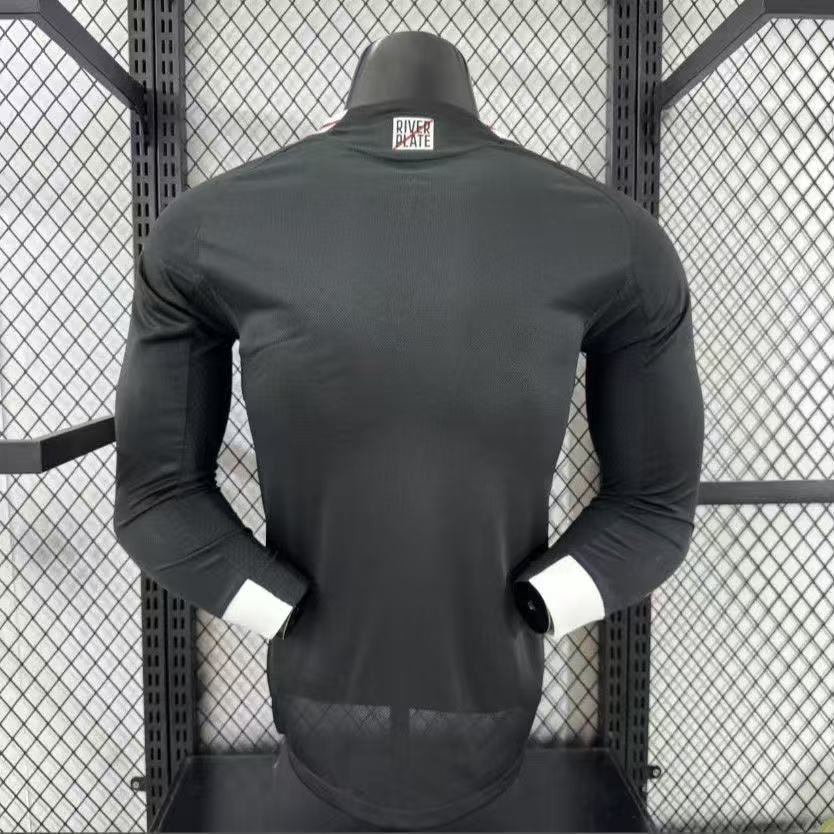 River Plate 2025/26 Away Long Sleeve Player Version Jersey Black Red Stripes | Adidas HEAT.RDY