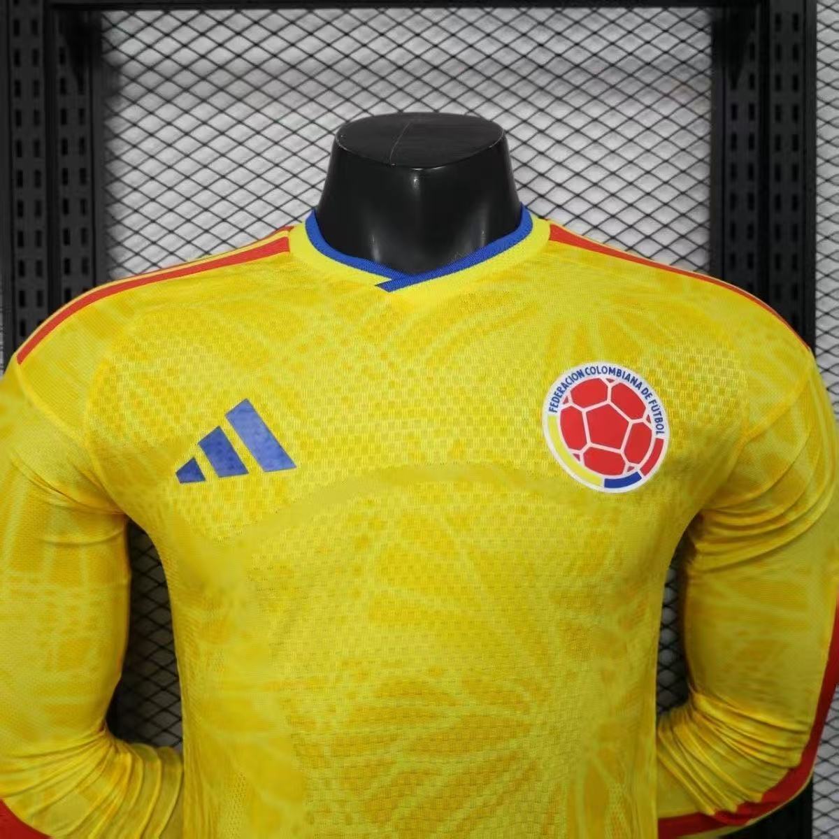 Colombia 2024 Home Long Sleeve Player Version Jersey | HEAT.RDY Yellow Red Blue Football