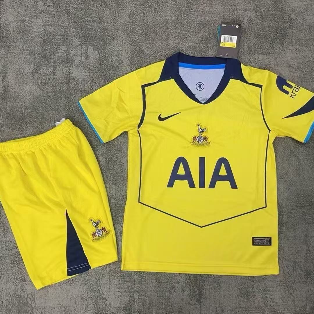 Tottenham Hotspur 25/26 Kids Away Jersey & Shorts Set Yellow Blue Retro Style | Nike Official