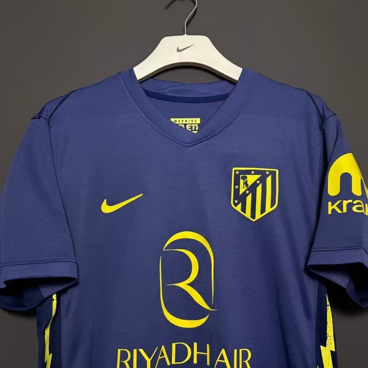Atletico Madrid 25/26 Third Player Version Jersey Blue Yellow | Nike Riyadh Air Sponsor