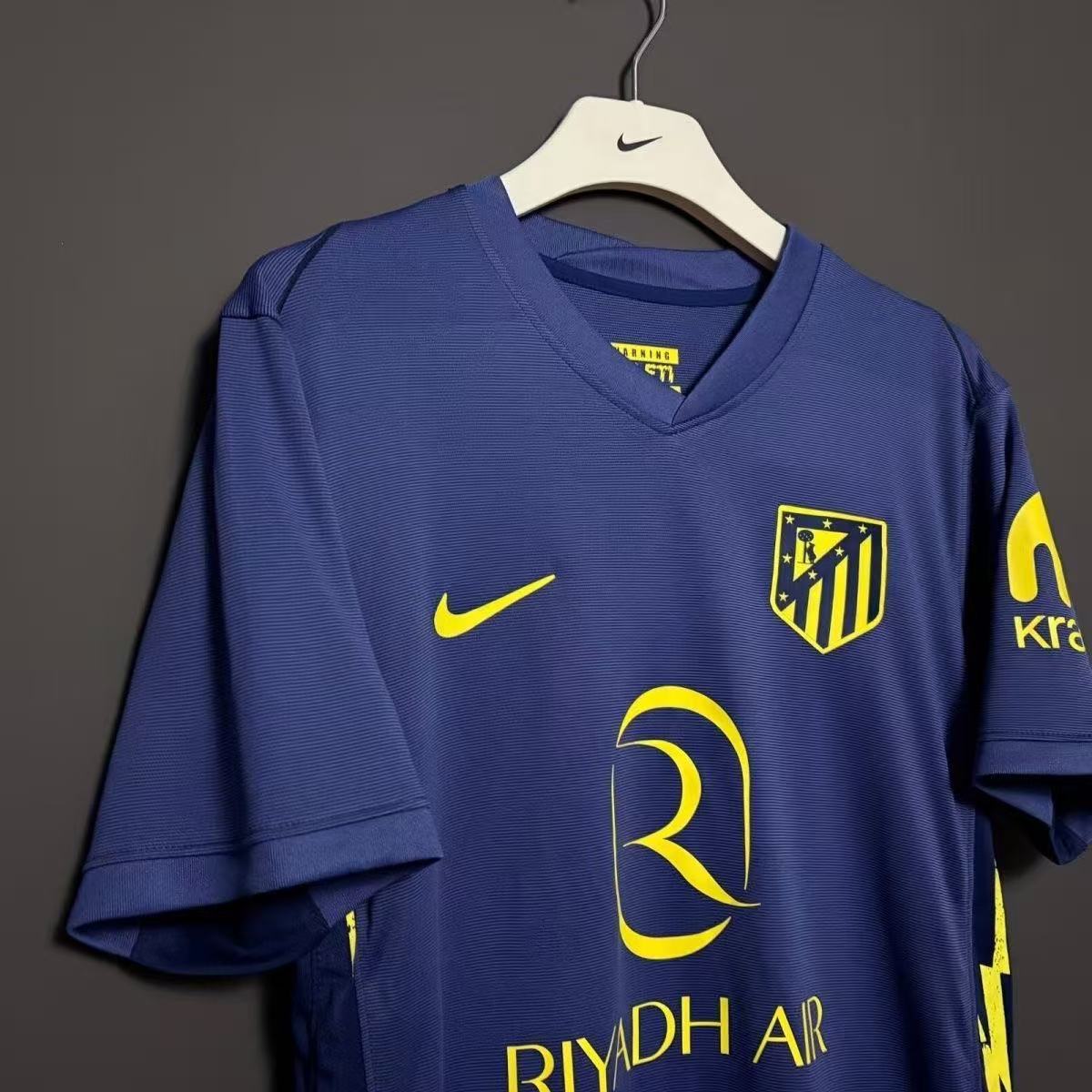 Atletico Madrid 25/26 Third Player Version Jersey Blue Yellow | Nike Riyadh Air Sponsor