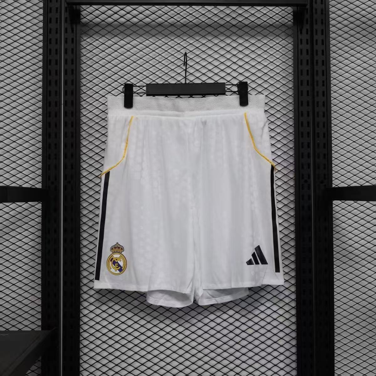 Real Madrid 25/26 Home Player Version Shorts | White Gold Trim Black Stripes RM Crest Adidas AEROREADY