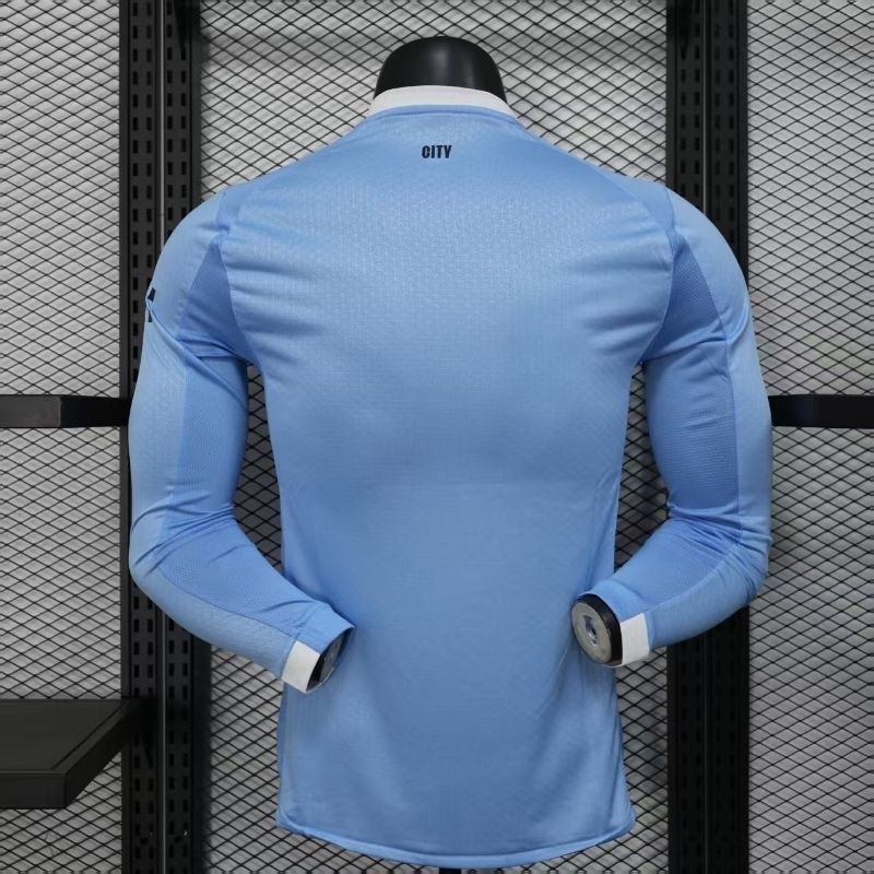 Manchester City Home Player Version Long Sleeve Jersey 25/26