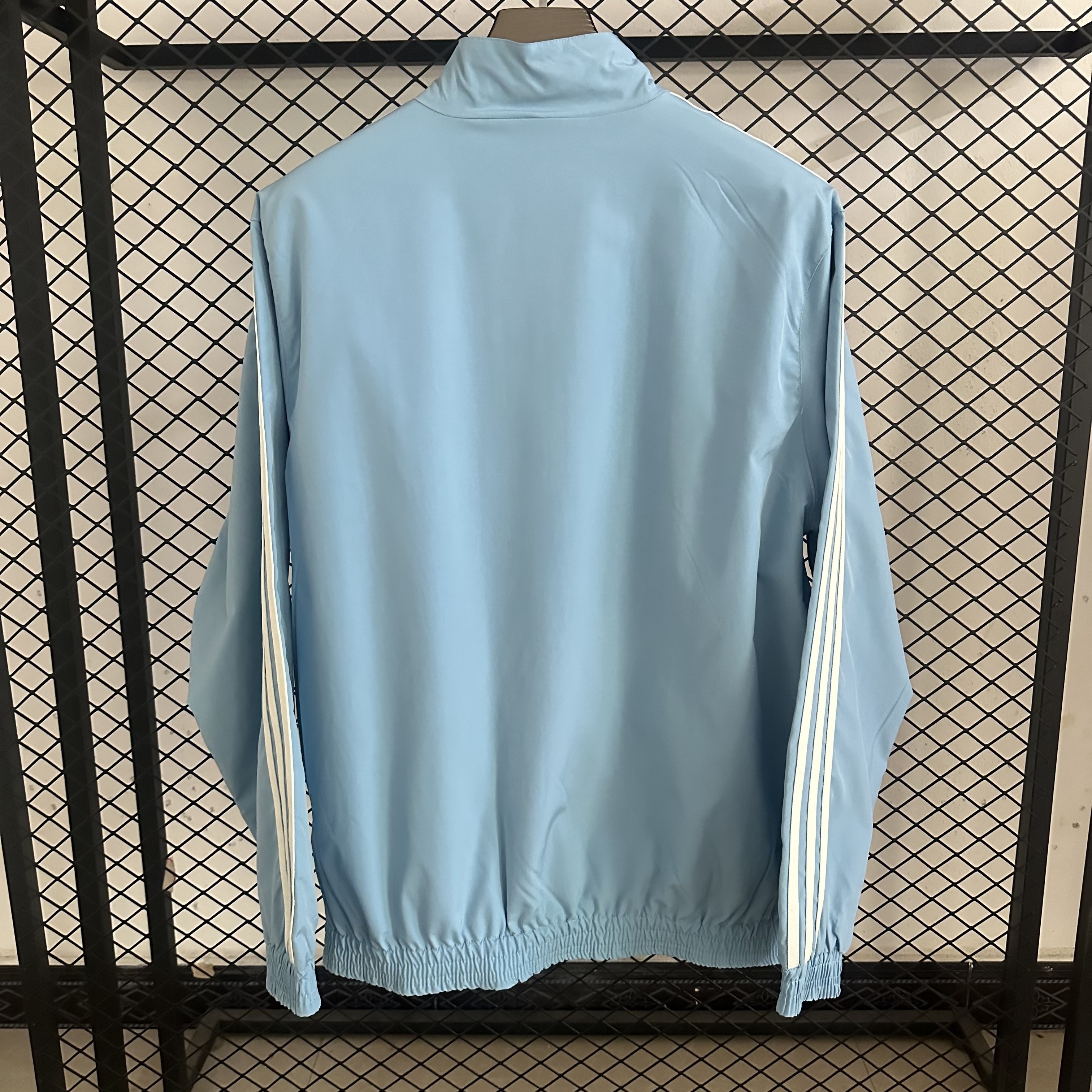 25-26 Argentine printed zipper retro stand up collar striped double-sided jacket