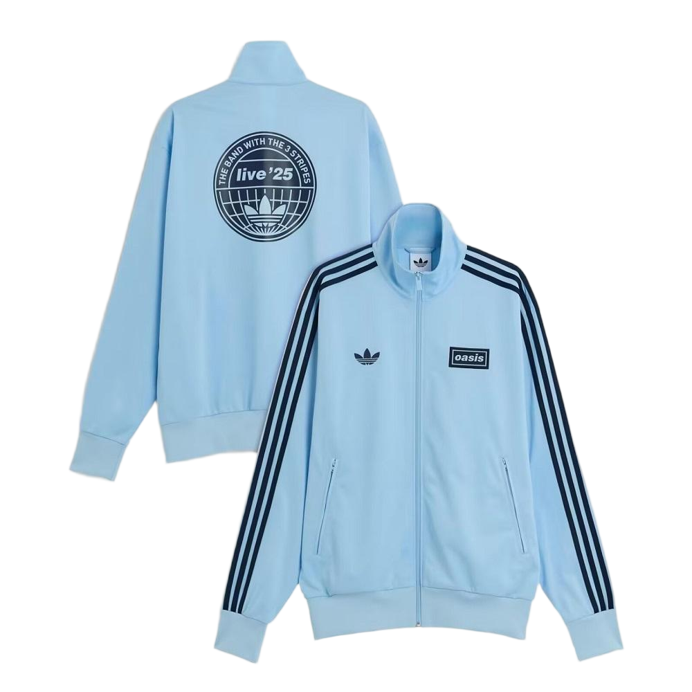 Adidas × Oasis Track Jacket Light Blue | Live ’25 Retro 3-Stripes Zip Jacket