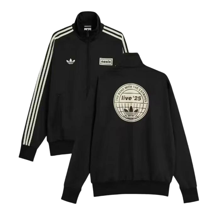Adidas × Oasis Track Jacket Black | Live ’25 Special Edition Retro Zip Jacket