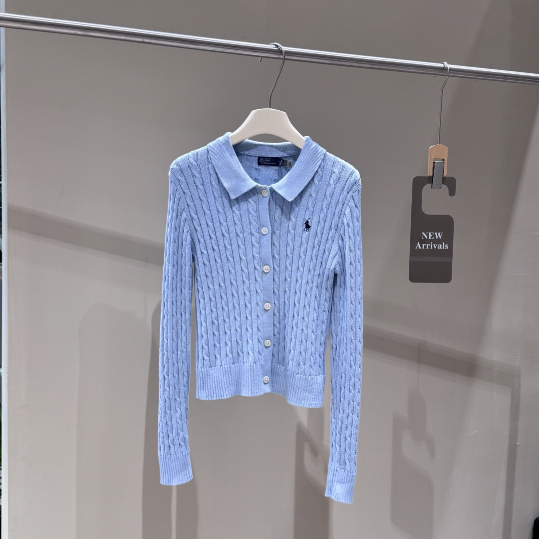 RL Women's Collared Single-Breasted Knit Cardigan