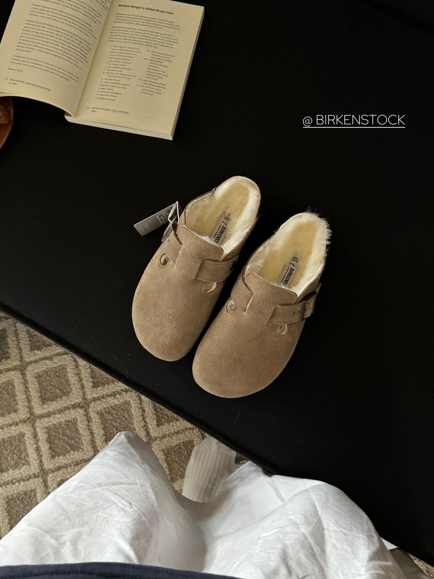 Birkenstock Wool Slippers Home Slippers Small Potato Wool Half Slippers Genuine Leather Birkenstock Women Slip-On Snow Boots