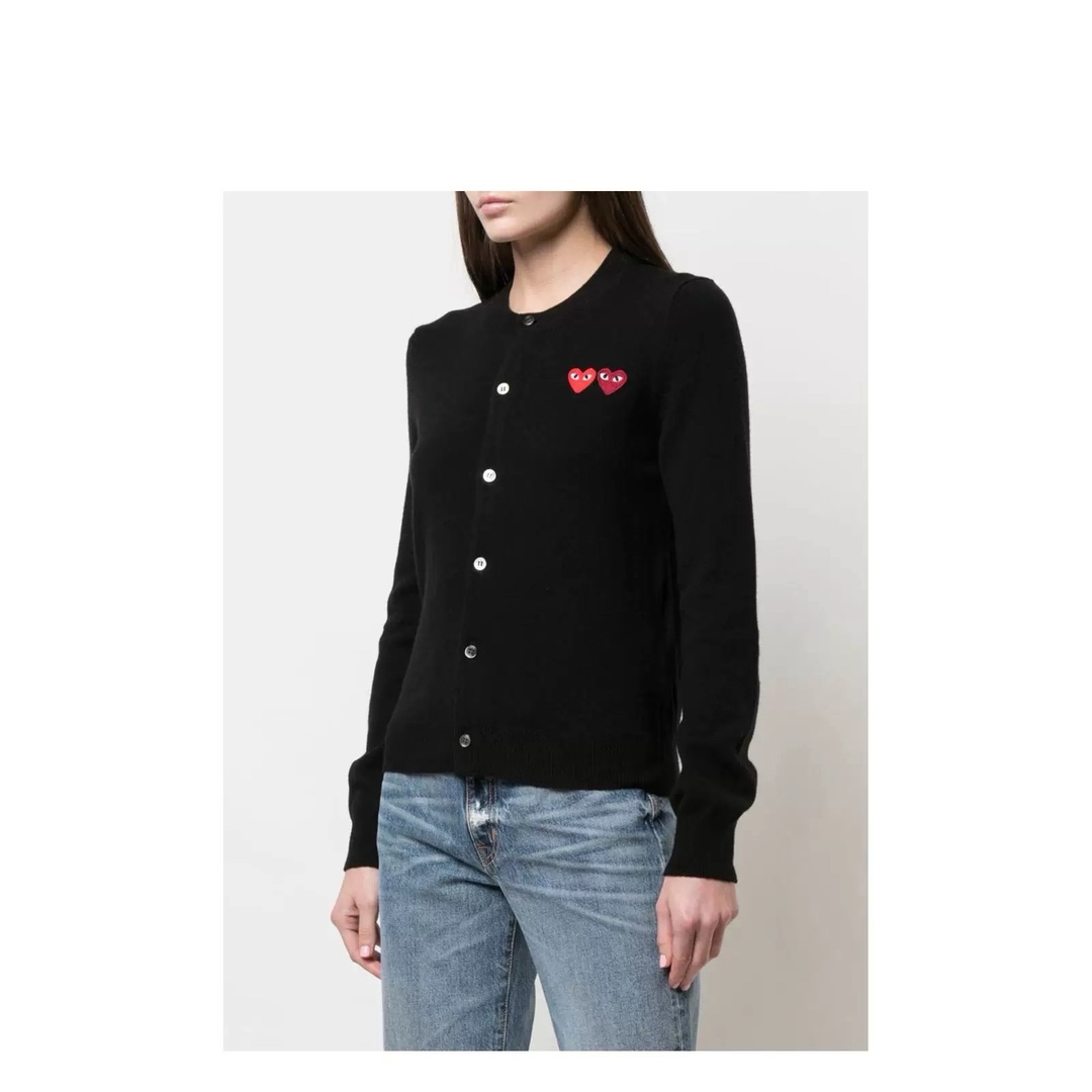 COMME des GARÇONS PLAY Double Heart Patch Wool Cardigan