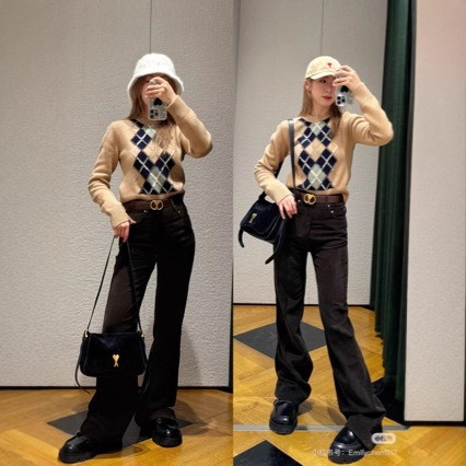 Argyle Knit Crewneck Sweater