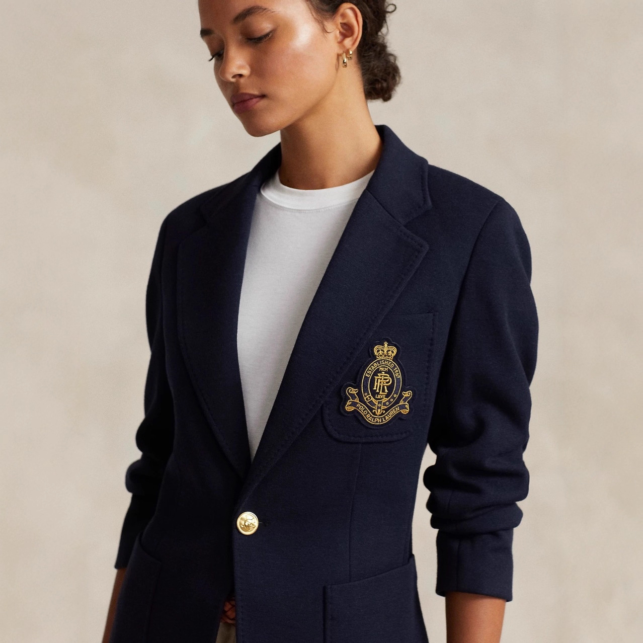 Ralph Lauren Women's Single-Breasted Crest-Embroidered Blazer