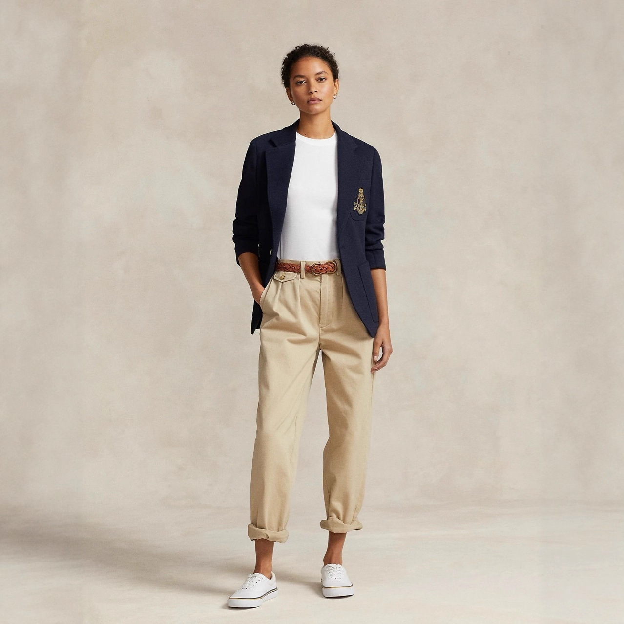 Ralph Lauren Women's Single-Breasted Crest-Embroidered Blazer