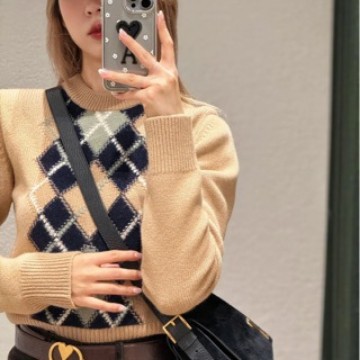 Argyle Knit Crewneck Sweater