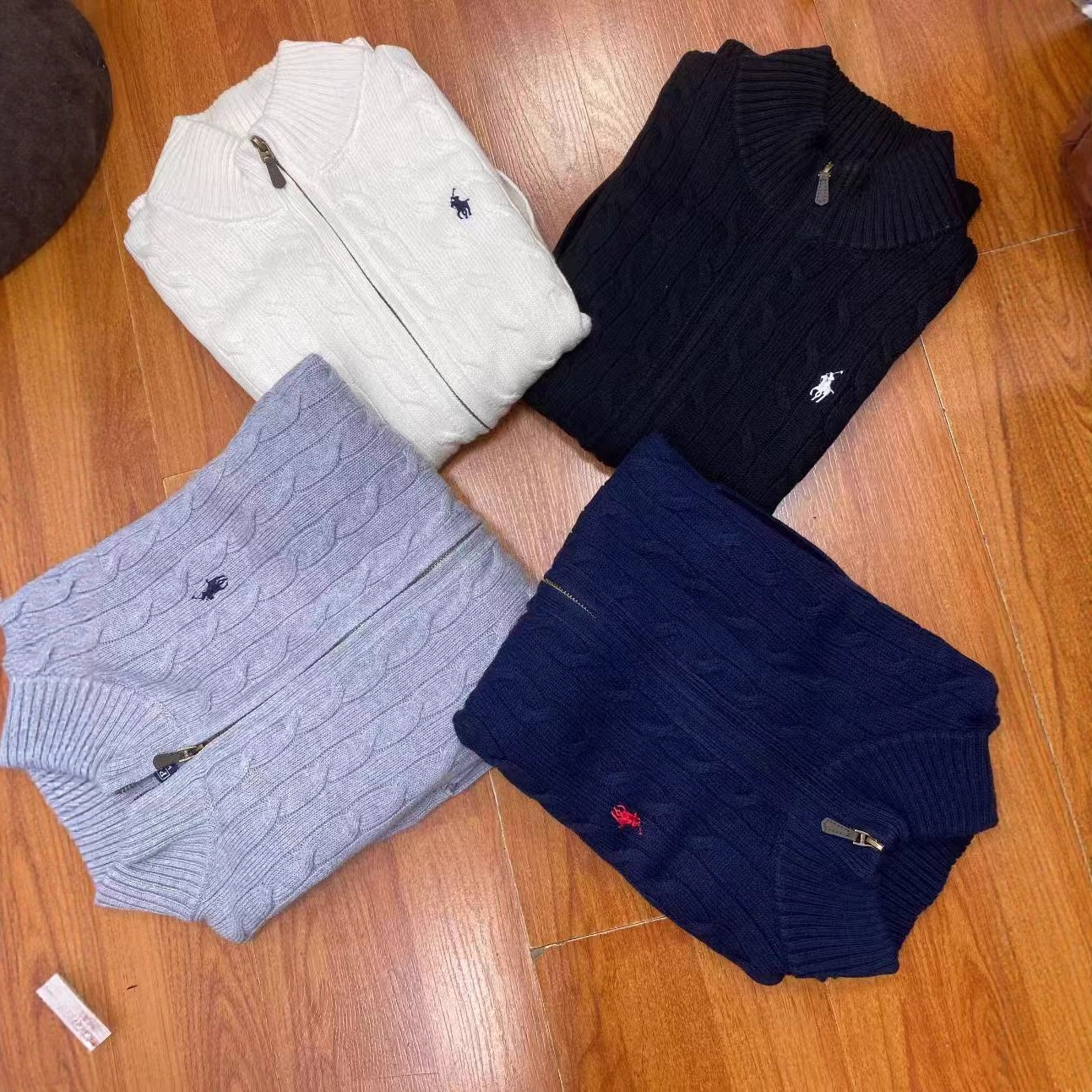 Ralph Lauren Men's Cable-Knit Cotton Full-Zip Mockneck