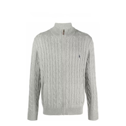 Ralph Lauren Men's Cable-Knit Cotton Full-Zip Mockneck