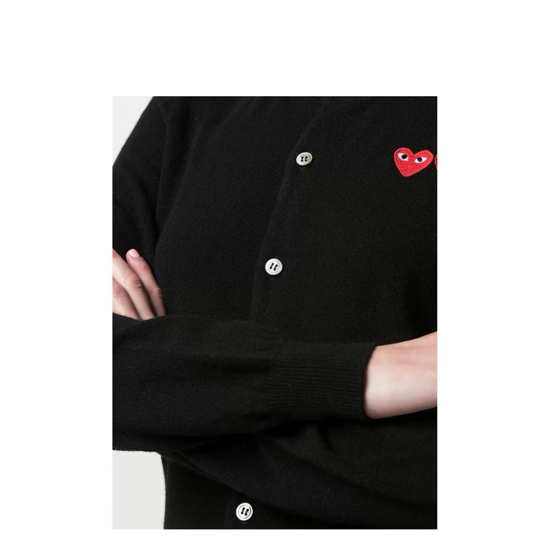 COMME des GARÇONS PLAY Double Heart Patch Wool Cardigan
